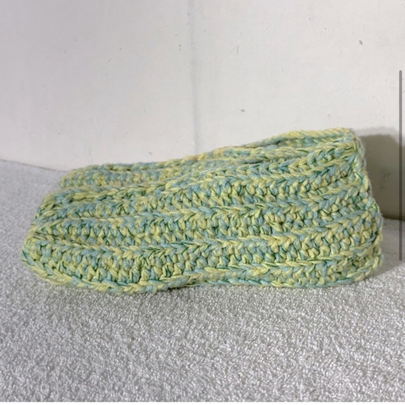 Vintage Handmade Yellow Green Crochet Knit Slippers - Picture 4 of 11